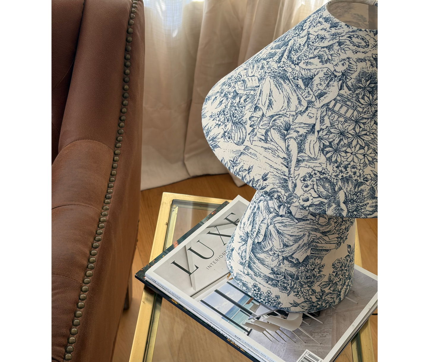 Lámpara campana - Toile de Jouy Azul
