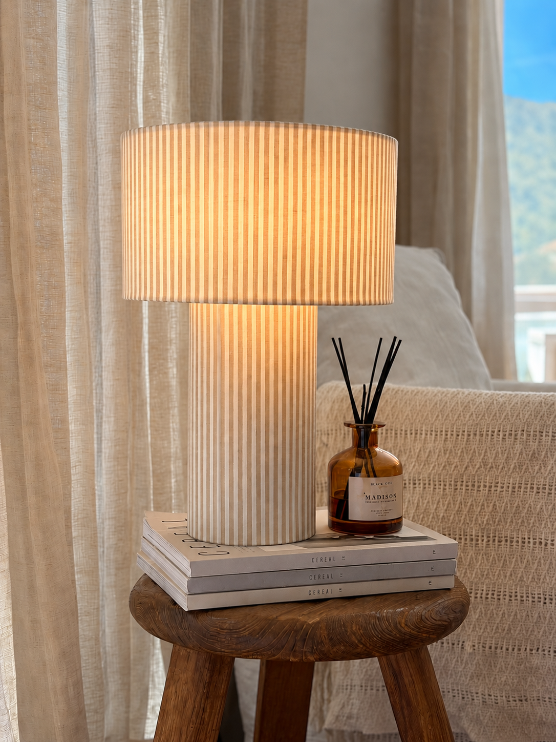 Lámpara cilíndrica mediana - Raya Beige