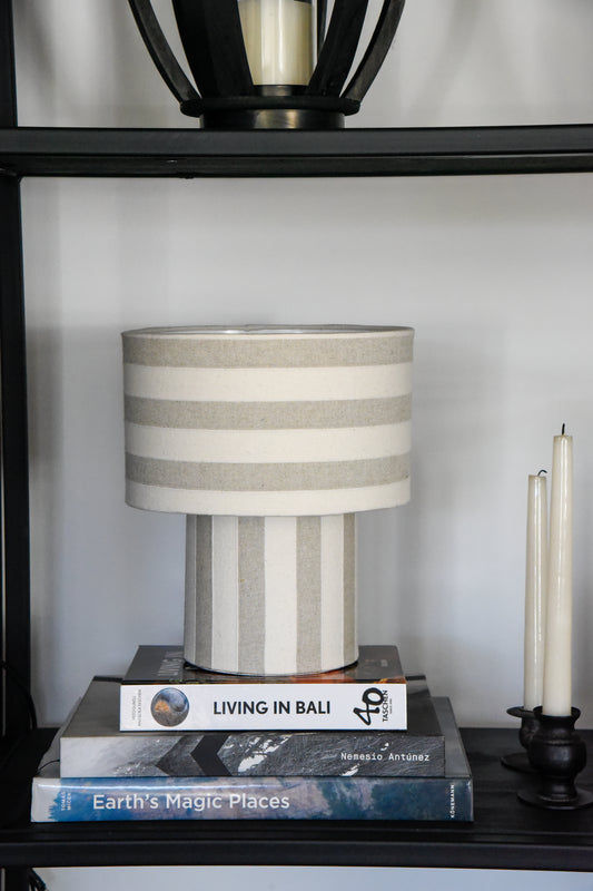 Lámpara cilíndrica pequeña - Rayas Beige Gruesa