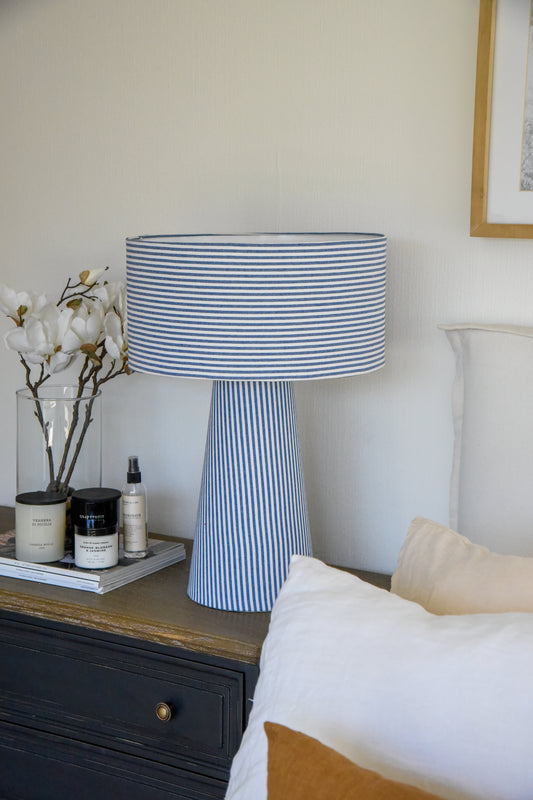 Lámpara cónica alta - Rayas Azul