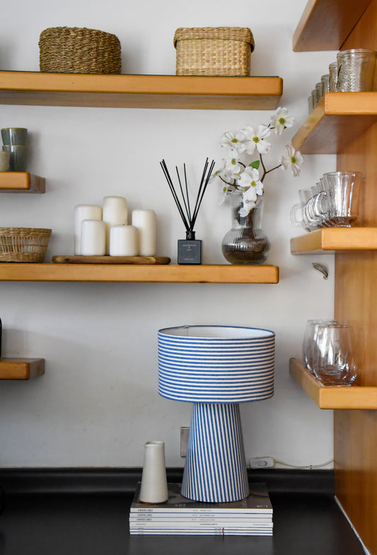 Lámpara cónica mediana - Rayas Azul