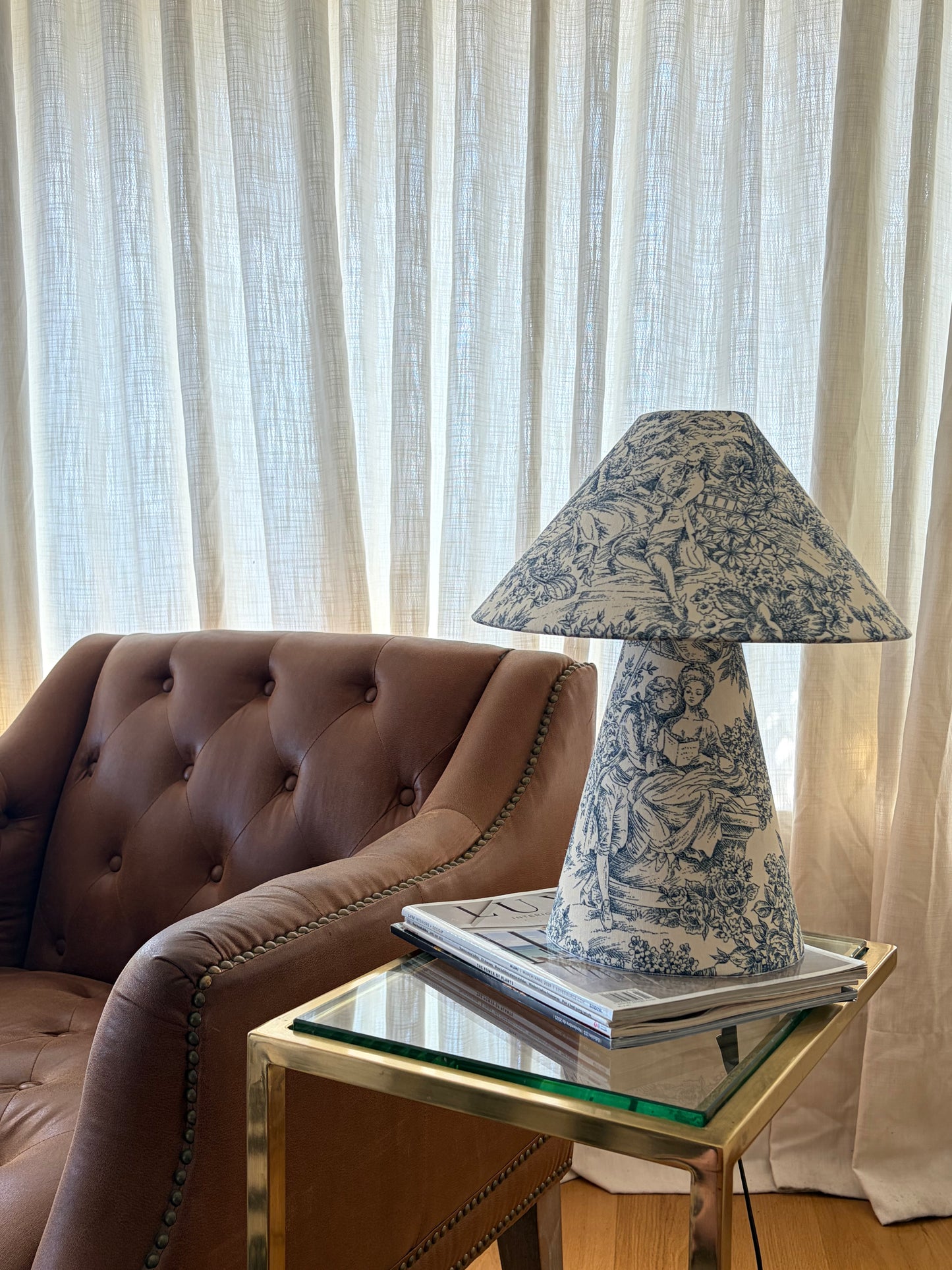 Lámpara campana - Toile de Jouy Azul