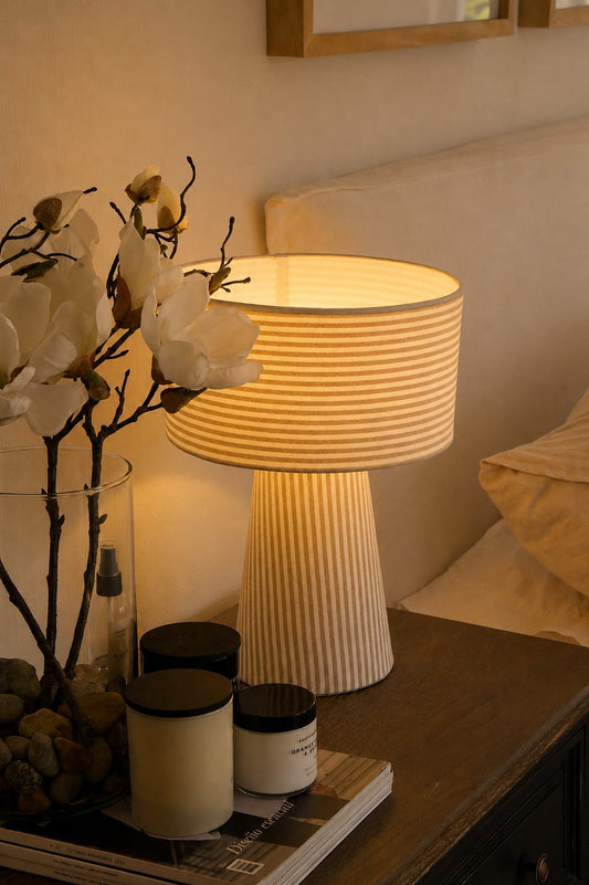 Lámpara cónica mediana - Rayas Beige