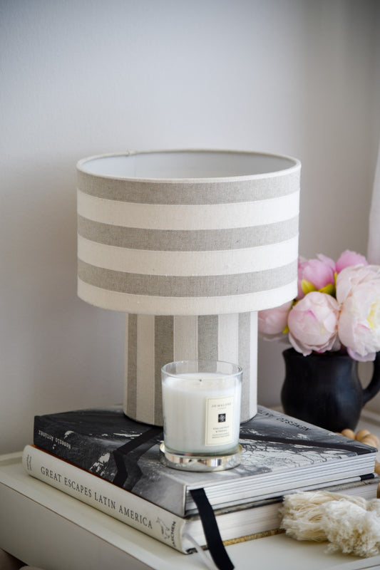 Lámpara cilíndrica pequeña - Rayas Beige Gruesa